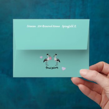 Baby Reveal Special Delivery Stork Teal Blue Party Envelope by Ohhhhilovethat at Zazzle