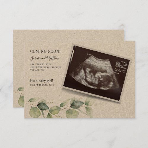 Baby Reveal Ultrasound Eucalyptus Pregnancy Announcement