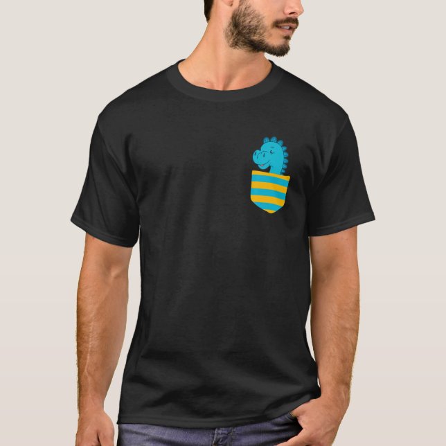 Baby Rex Dino In The Breast Pocket Funny Dinosaur T-Shirt (Front)