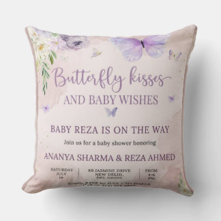 Baby Reza Butterfly Baby Shower Throw Pillow