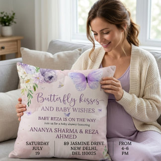 Baby Reza Butterfly Baby Shower Throw Pillow
