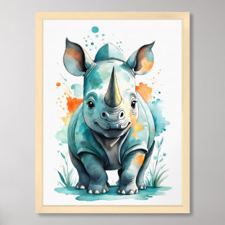 Baby Rhino Nursery Wall Art