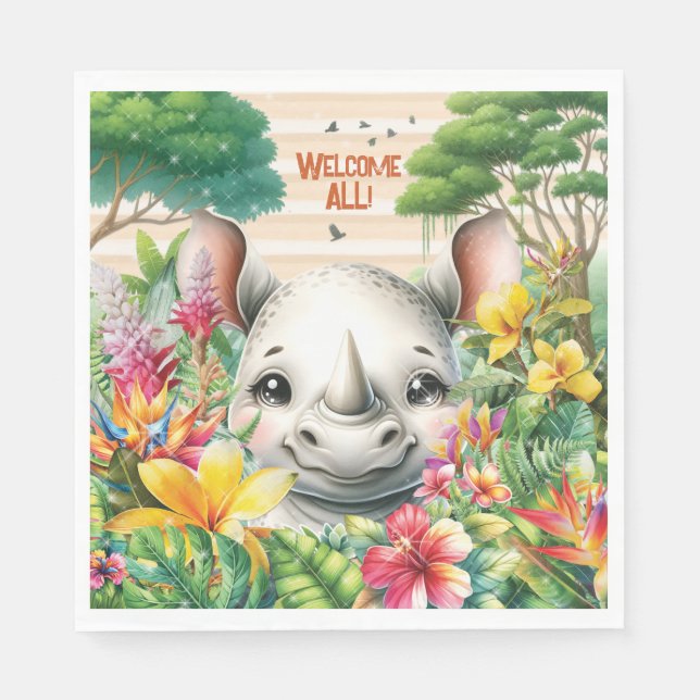 Baby Rhino Party Napkin (Front)