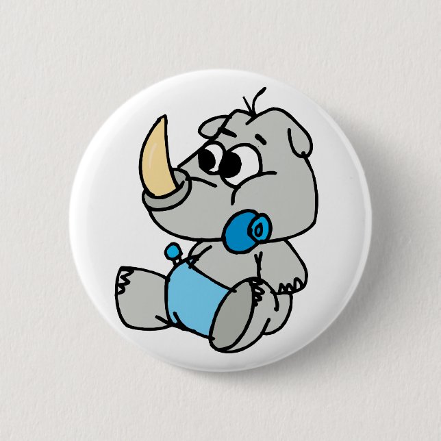 Baby Rhino Pinback Button (Front)