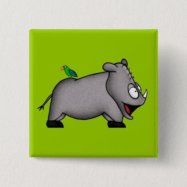 Baby Rhino Pinback Button (Front)