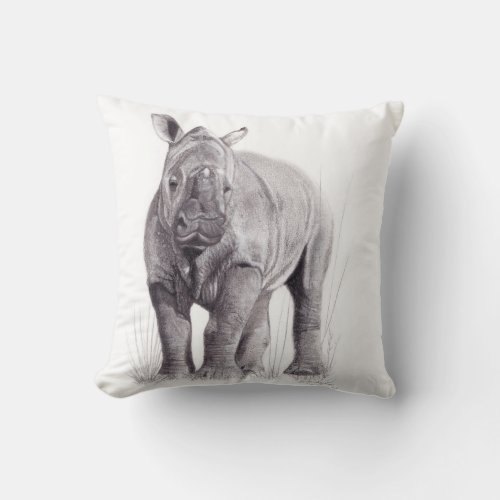 Baby Rhino Rumpoceros Throw Pillow