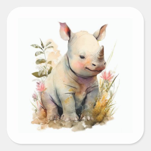 Baby Rhino square sticker