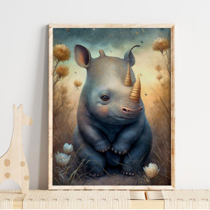 Baby Rhinoceros African Rhinoceros Wall Print