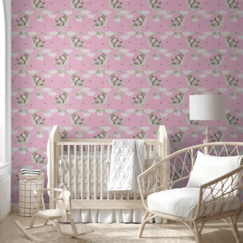 Baby Rhinoceros Moon Pink Wallpaper