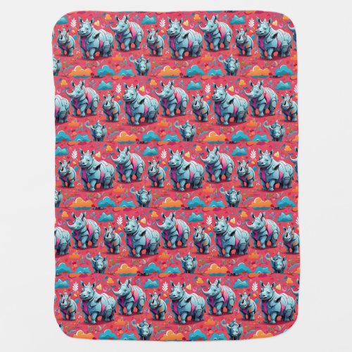 Baby Rhinos on Parade Baby Blanket