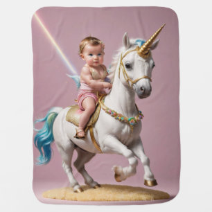 Baby Riding A Unicorn Blanket