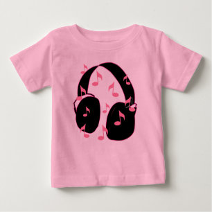 Baby Rock! Headset with Musical Notes Pink Baby T-Shirt
