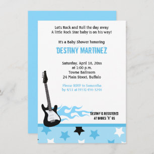 Baby Rock Star (Blue) Baby Shower Invitation