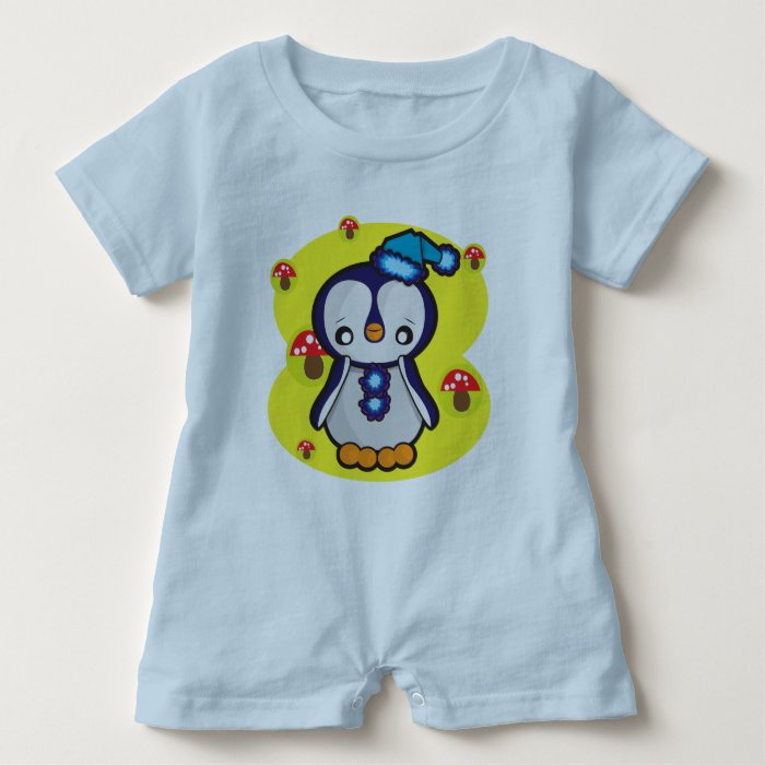 Baby Romper, Light Blue with penguin Baby Romper Zazzle