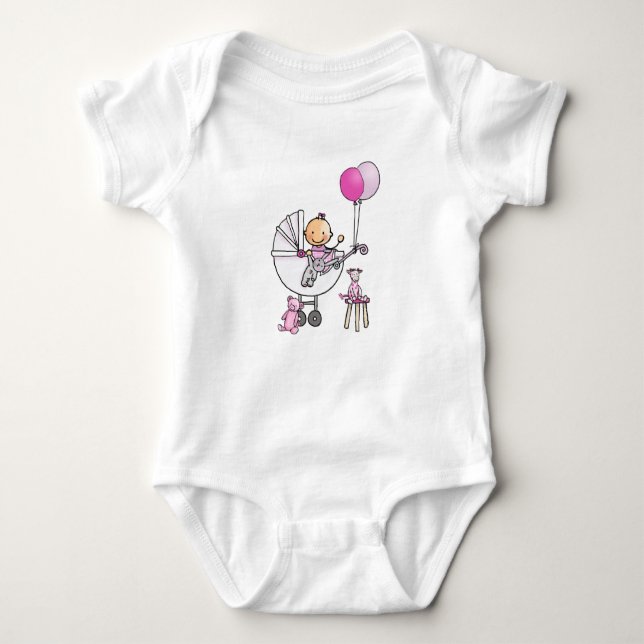 Baby rompertje with baby in pram baby bodysuit (Front)