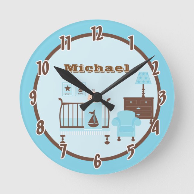 Baby Room Boy Personalized Clock (Front)