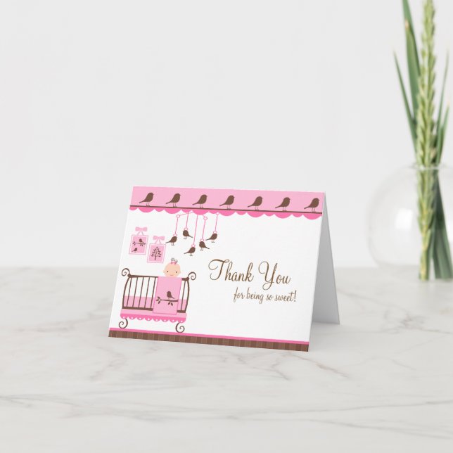 Baby Room Pink Thank You Note Card (Front)