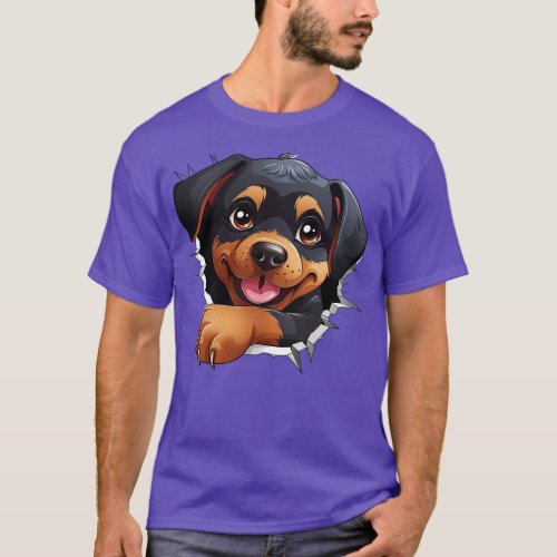 Baby Rottweiler Dog Peeking T_Shirt