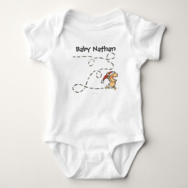 Baby Running On Christmas Morning Baby Bodysuit (Front)