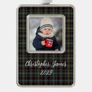 Baby Rustic Plaid Christmas Ornament