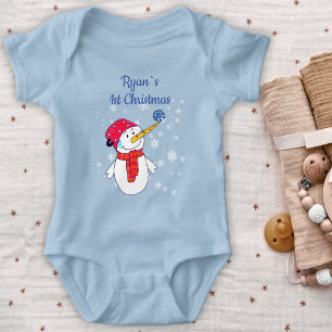 Baby`s 1st Christmas Cute Snowman Snowflake Boy Baby Bodysuit