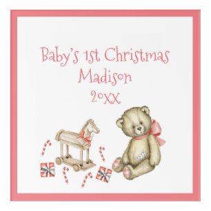 Baby’s 1st Christmas Personalize Pink Cute Baby Acrylic Print