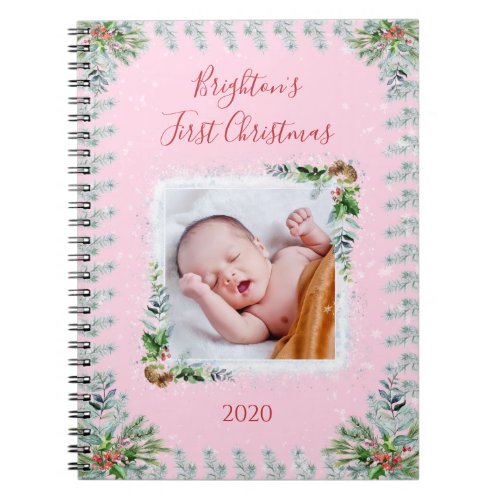 Babys 1st Christmas Photo Name Date Memory Notebook