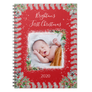 Baby’s 1st Christmas Photo Name Date Memory Notebook
