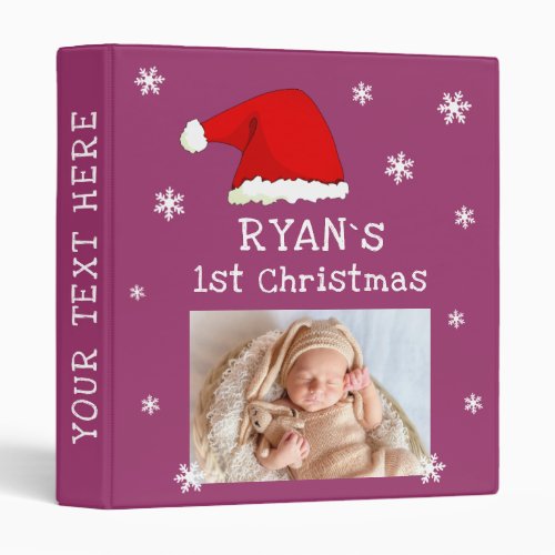 Babys 1st Christmas Red Santa Hat Snowflake Photo 3 Ring Binder