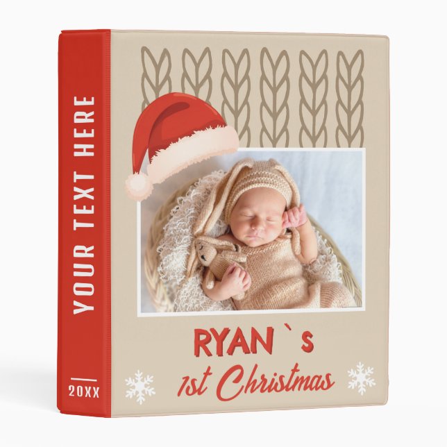Baby`s 1st Christmas Santa Hat Snowflake Photo Mini Binder (Front/Spine)