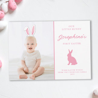 Baby’s 1st Easter Photo Card With Pink Bunny Ears