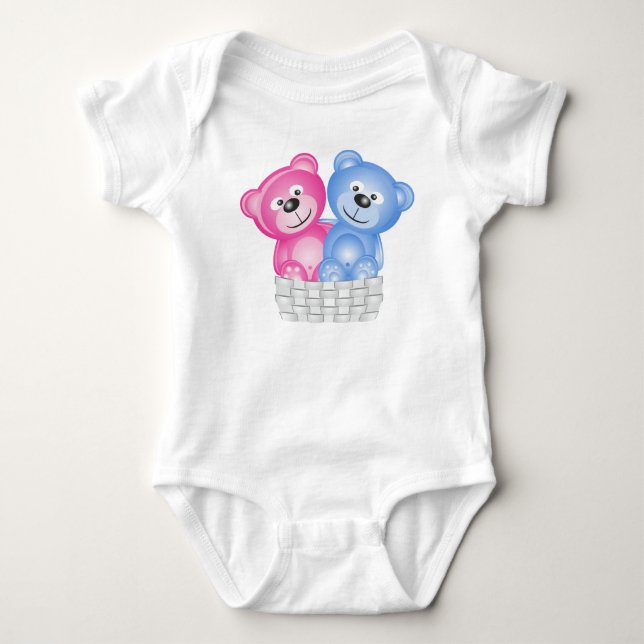 Baby’s apparel with teddy bears baby bodysuit (Front)