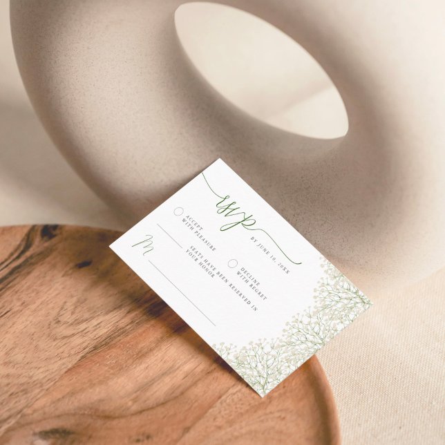 Baby’s Breath Minimalist Floral Bridal Shower RSVP Enclosure Card (Creator Uploaded)
