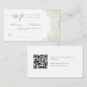 Baby’s Breath Minimalist Wedding RSVP QR Code Enclosure Card