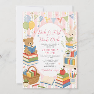 Baby’s First Book Club Pink Storybook Baby Shower  Invitation