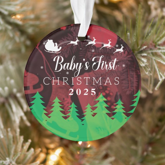 Baby’s First Christmas 2025 Personalized Ornament (Tree)