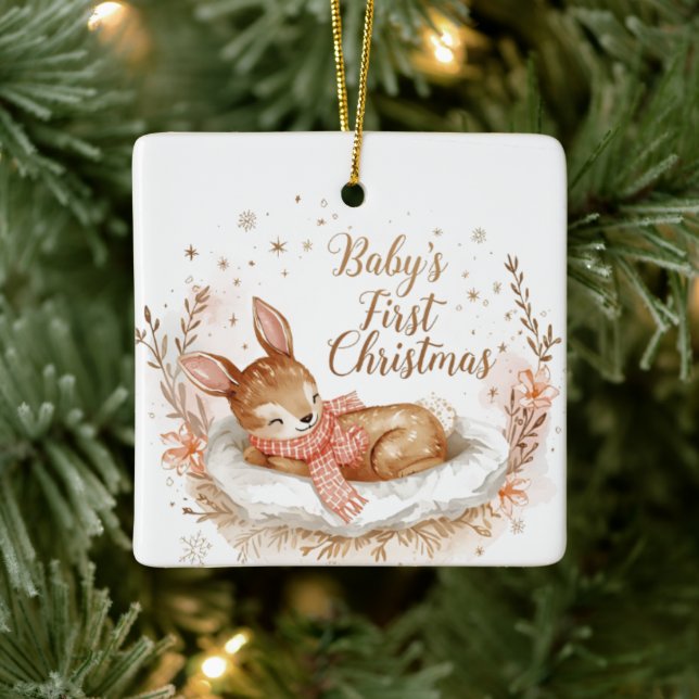 Baby’s First Christmas A Square Keepsake  Ceramic Ornament (Tree)