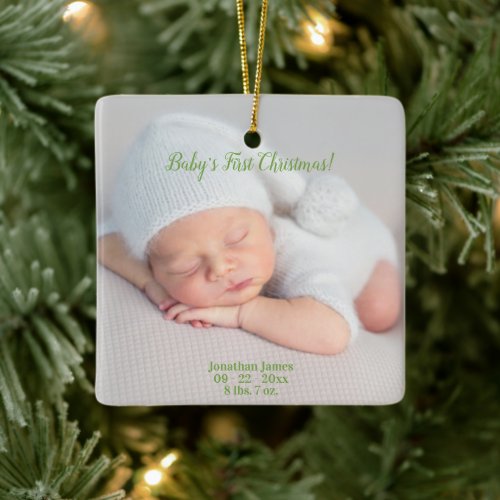 Babys First Christmas Birth Stats Ceramic Ornament