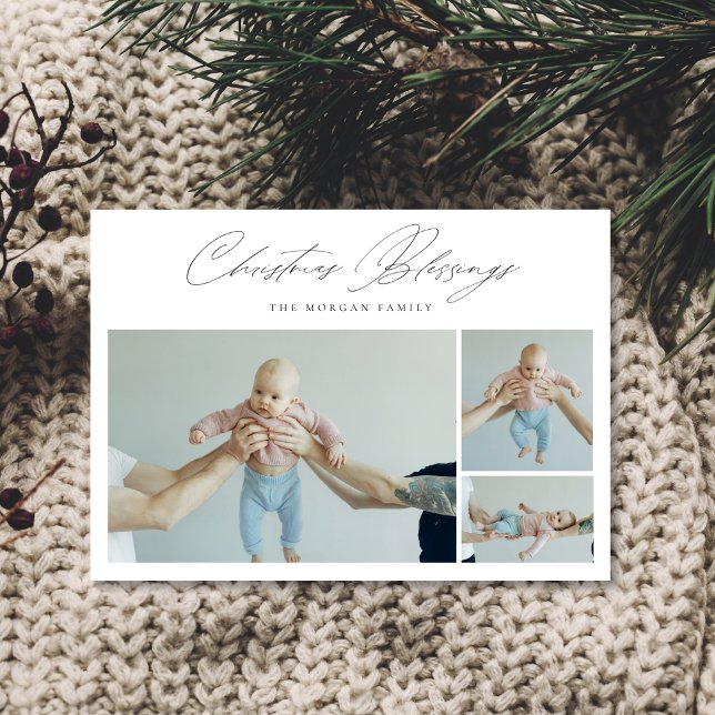Baby’s First Christmas Blessings Family Photo  Holiday Card (Creator Uploaded)