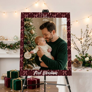 Baby’s First Christmas Burgundy Pink Bow Polka Dot Foam Board