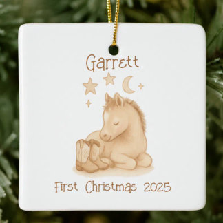 Baby’s First Christmas Cowboy Boots & Foal Ceramic Ornament