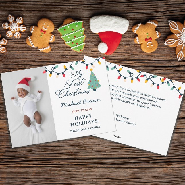 Baby’s First Christmas Custom Photo Festive Holiday Card (Creator Uploaded)