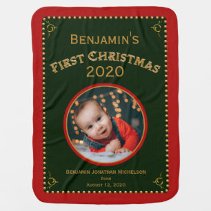 Baby’s First Christmas Family Photo Collage Baby Blanket
