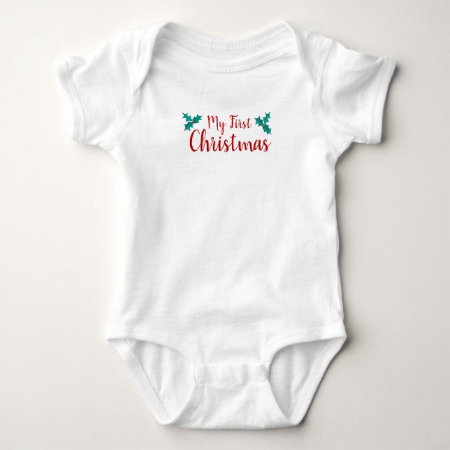 Baby’s First Christmas Holly Baby Bodysuit (Front)