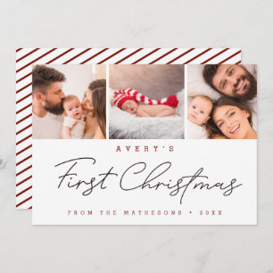 Baby’s First Christmas Modern Photo Collage Holiday Card