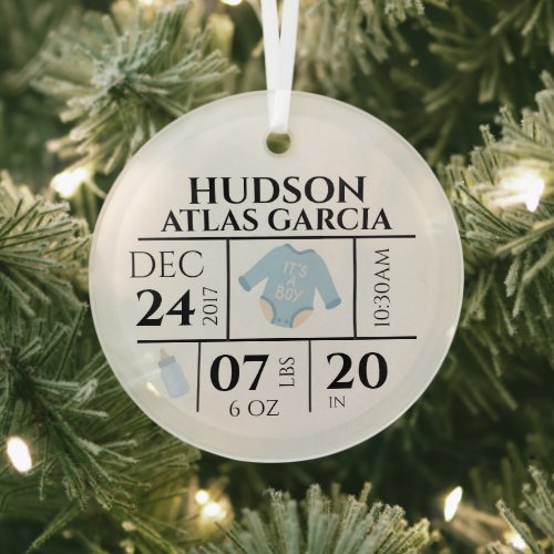 Baby’s First Christmas Ornament, Birth Stats Glass Ornament