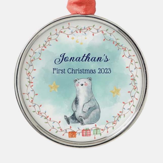 Baby’s First Christmas Ornament Personalized Gift (Front)