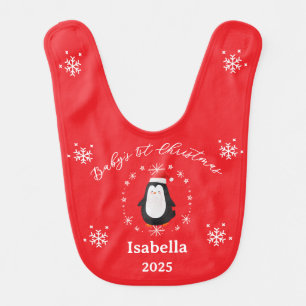 Baby’s First Christmas Penguin Baby Bib