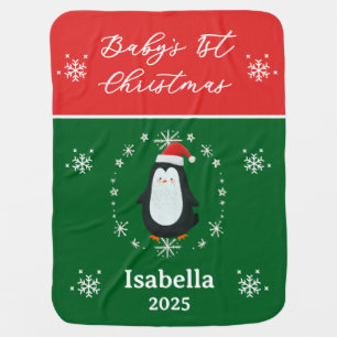 Baby’s First Christmas Penguin  Baby Blanket