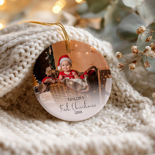 Baby’s First Christmas Personalized Photo Ceramic Ornament